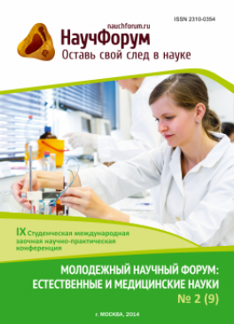IX Студенческая международная заочная научно-практическая конференция «Молодежный научный форум: естественные и медицинские науки» IX Студенческая международная заочная научно-практическая конференция «Молодежный научный форум: естественные и медицинские науки»